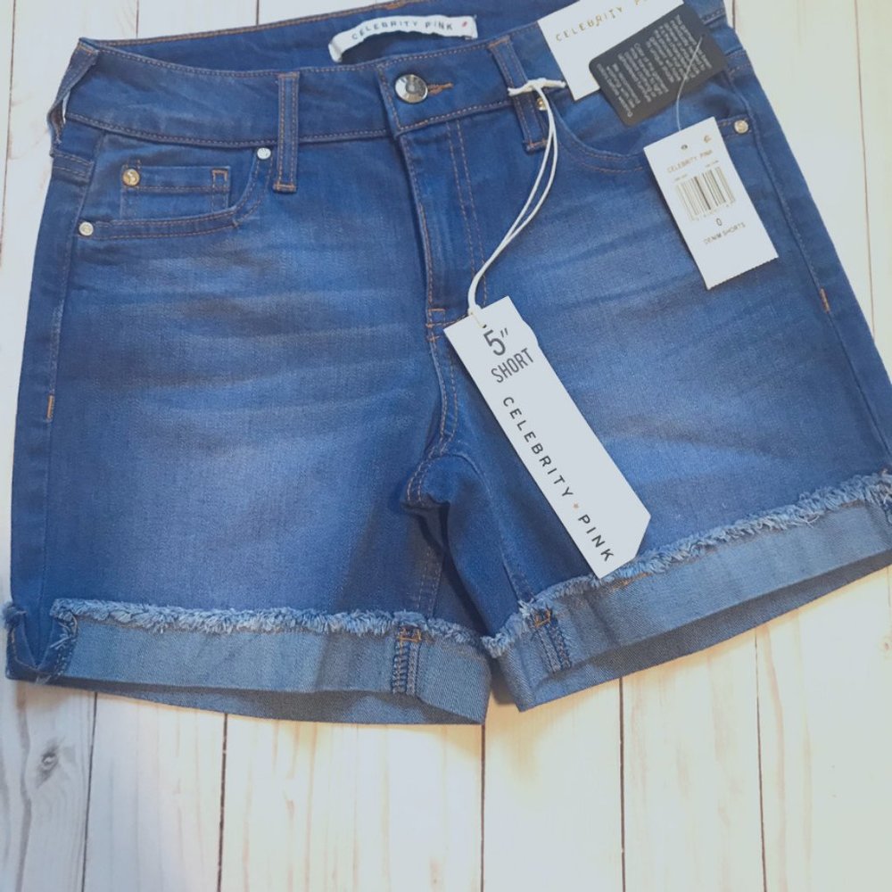 Celebrity Pink Cuffed Denim Shorts SZ 0